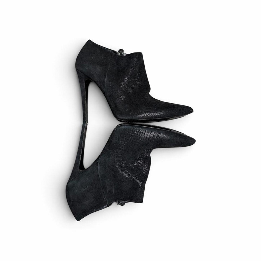 Barbara Bui Paris Black Shimmer Pointed Toe Stiletto Ankle Boots Size 37